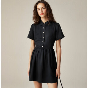 J.Crew Collection Shirtdress Jewel Buttons Mini Black Viscose Preppy US 2 NWT